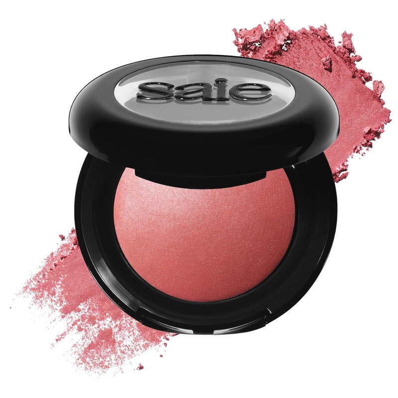 Saie SuperSuede Baked Blush  TalcFree Powder Blush for All Day Wear  Enriched with PlantDerived Squalane  Glycerin to Help Moisturize Dry Skin  Mia 01 Ounce